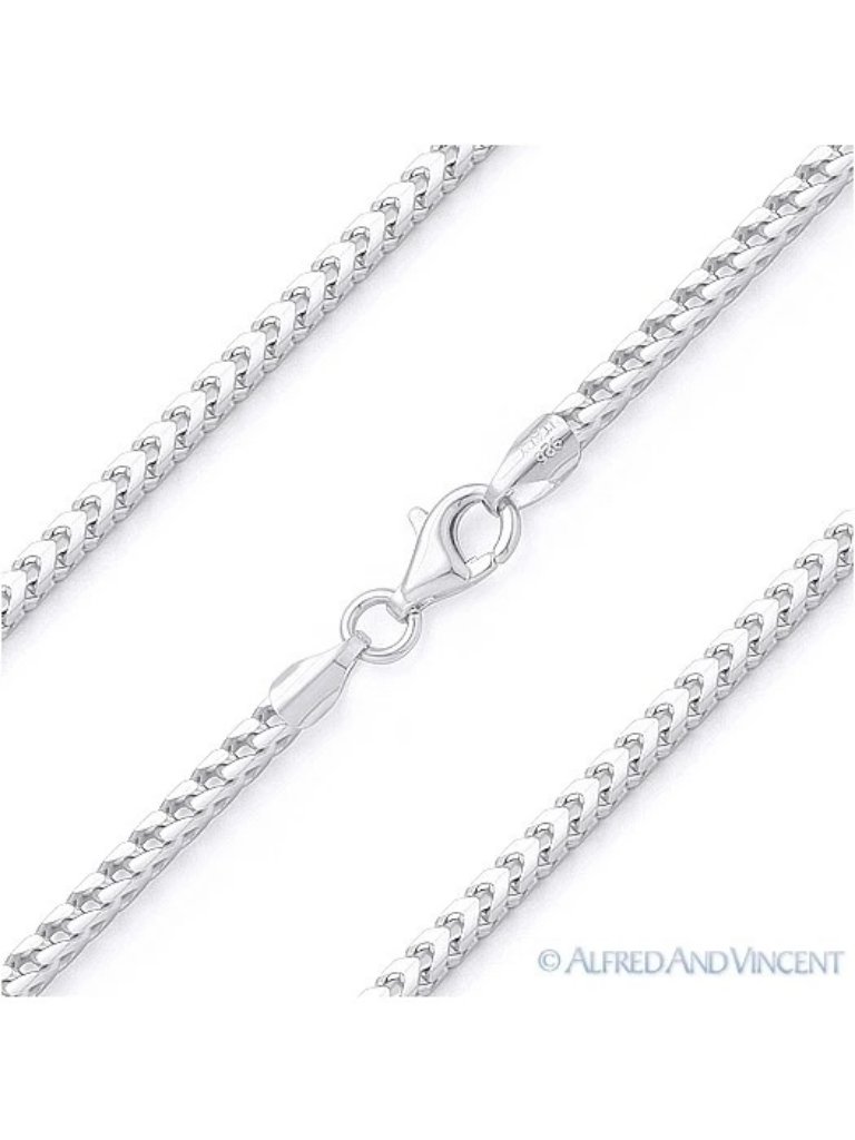 1.8mm Franco Arrow-Link Chain Necklace In .925 Sterling Silver W/ Rhodium 26"